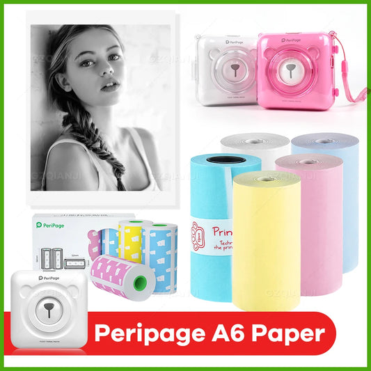 Peripage Photo Mini Pocket A6 A8 Druckerpapier, 57*30mm Thermopapier, Etikettenaufkleberpapier für 203 und 304 Dpi