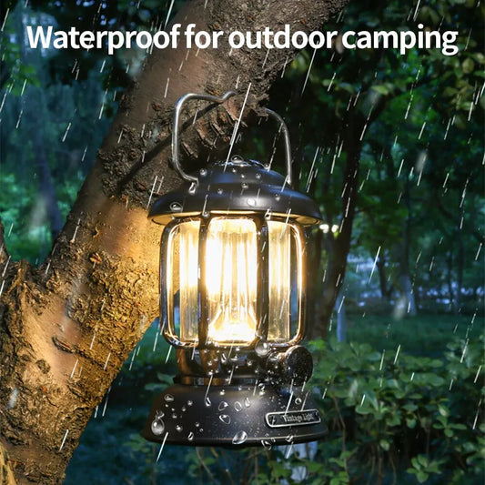 Outdoor Camping Laterne Tragbare USB Aufladbare Lampe Retro LED Licht Für Notfall Angeln Wandern Zelt Nachtlicht Wasserdicht