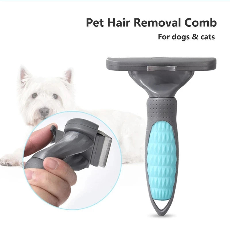 Doppelseitiger Kamm zur Haarentfernung und Entfilzung der Unterwolle für Hunde und Katzen, extra breit, blau, Planet Pet Grooming Brush