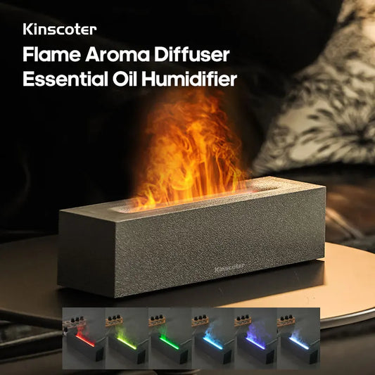 KINSCOTER Flame Aroma Diffuser Air Humidifier Ultrasonic Cool Mist Maker Fogger LED Essential Oil Flame Lamp Difusor